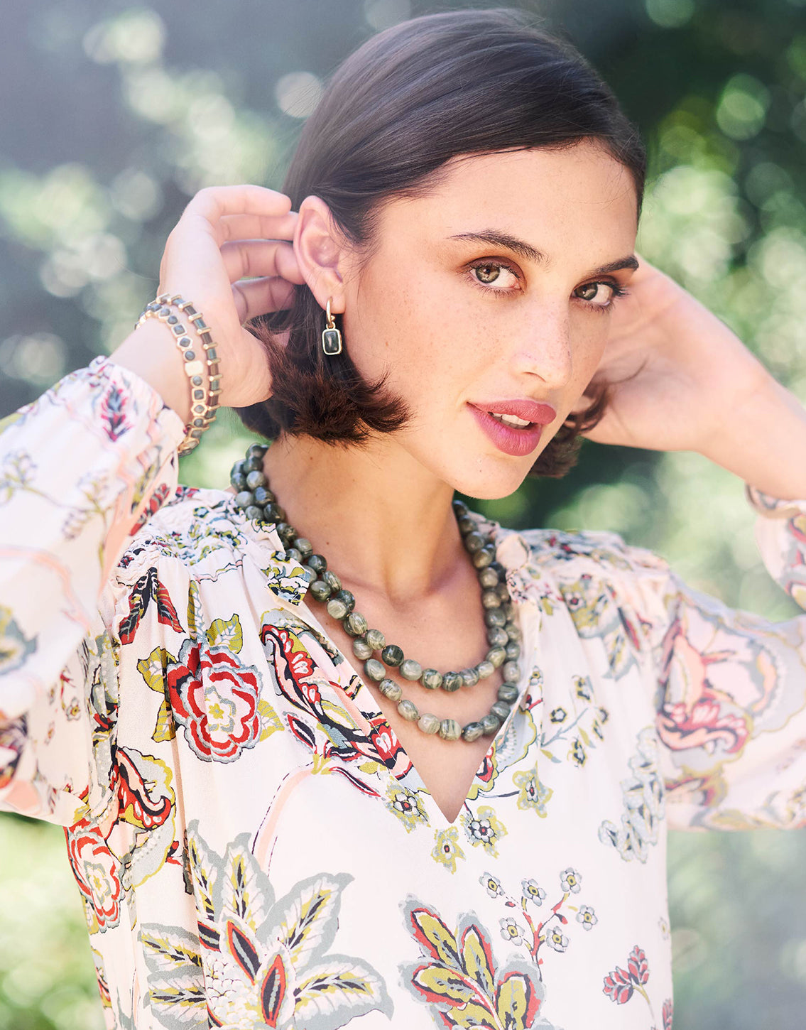 Tila Stretch Bracelet Green/Brown - Image 3